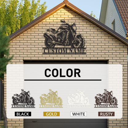 Custom Modern Motorcycle Metal Sign, Personalized Sport Bike Wall Art with Name, Garage Decor for Biker, Mechanic, or Racing Fan Gift