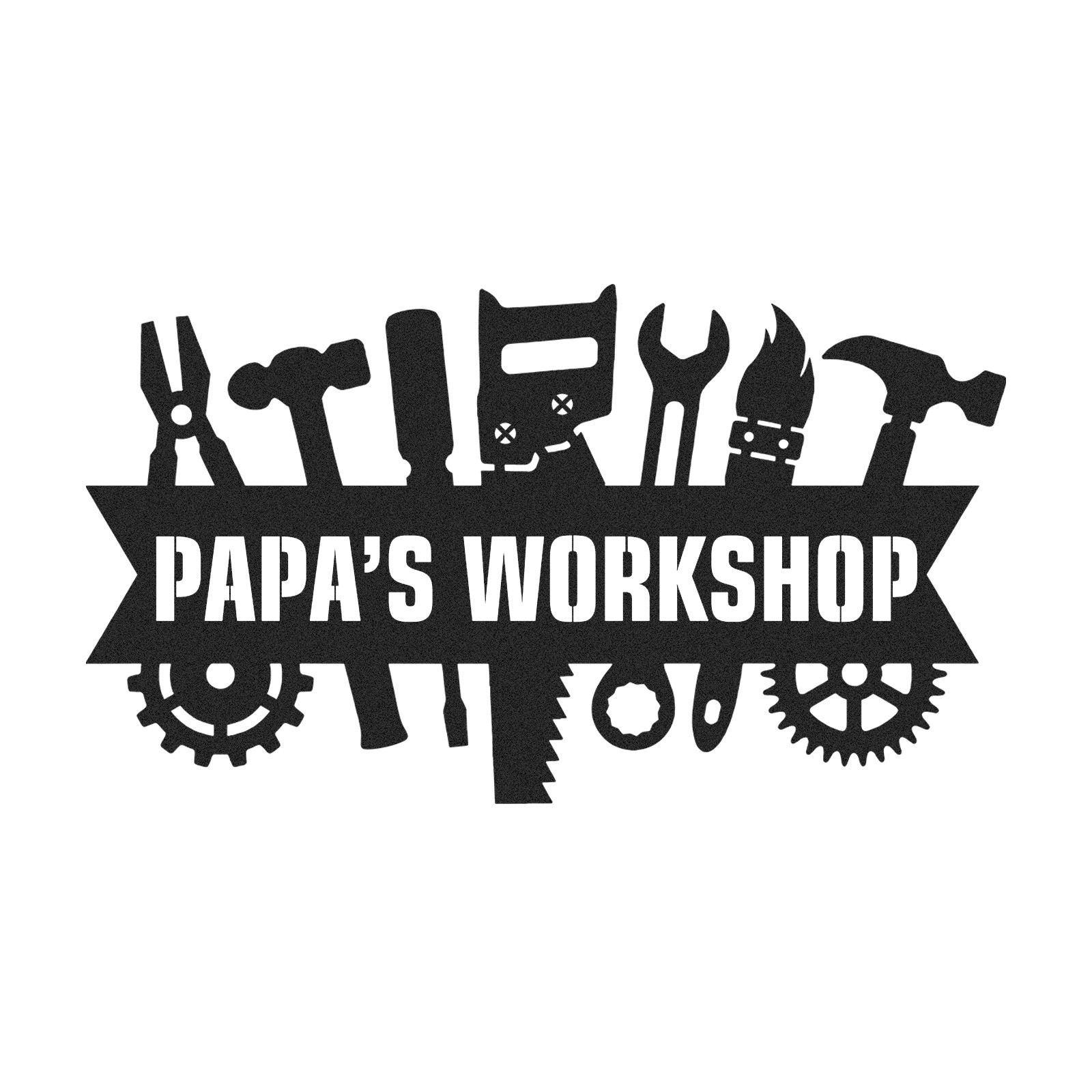 Custom Papa's Workshop Sign, Personalized Metal Shop Banner with Tools, Garage Wall Art for Grandpa, Father's Day Gift for Handy Men
