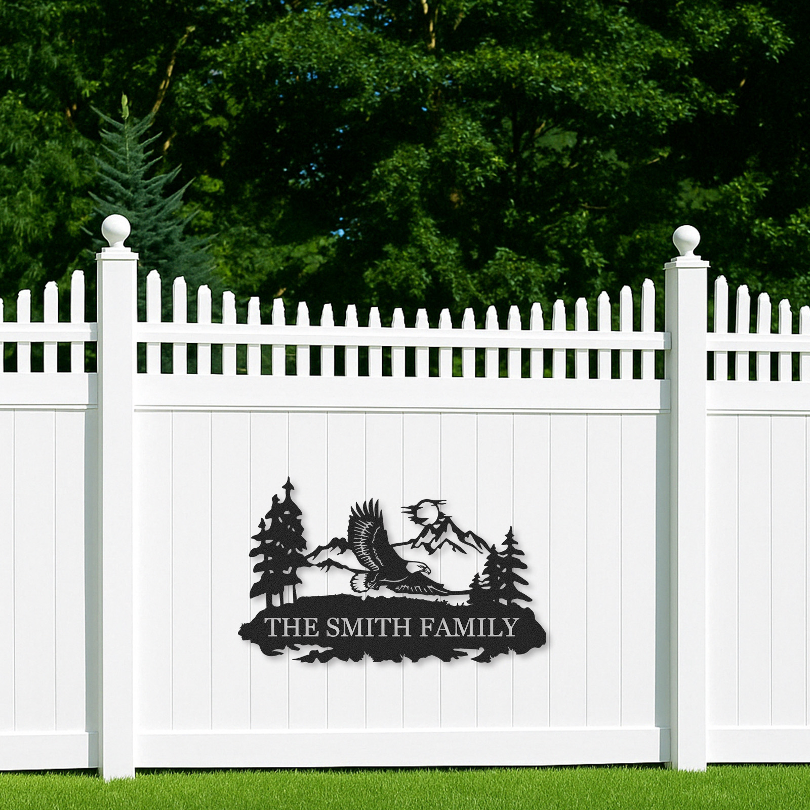 Eagle Metal Sign, Custom Family Name Wall Art for Cabin Mountain Lodge Decor