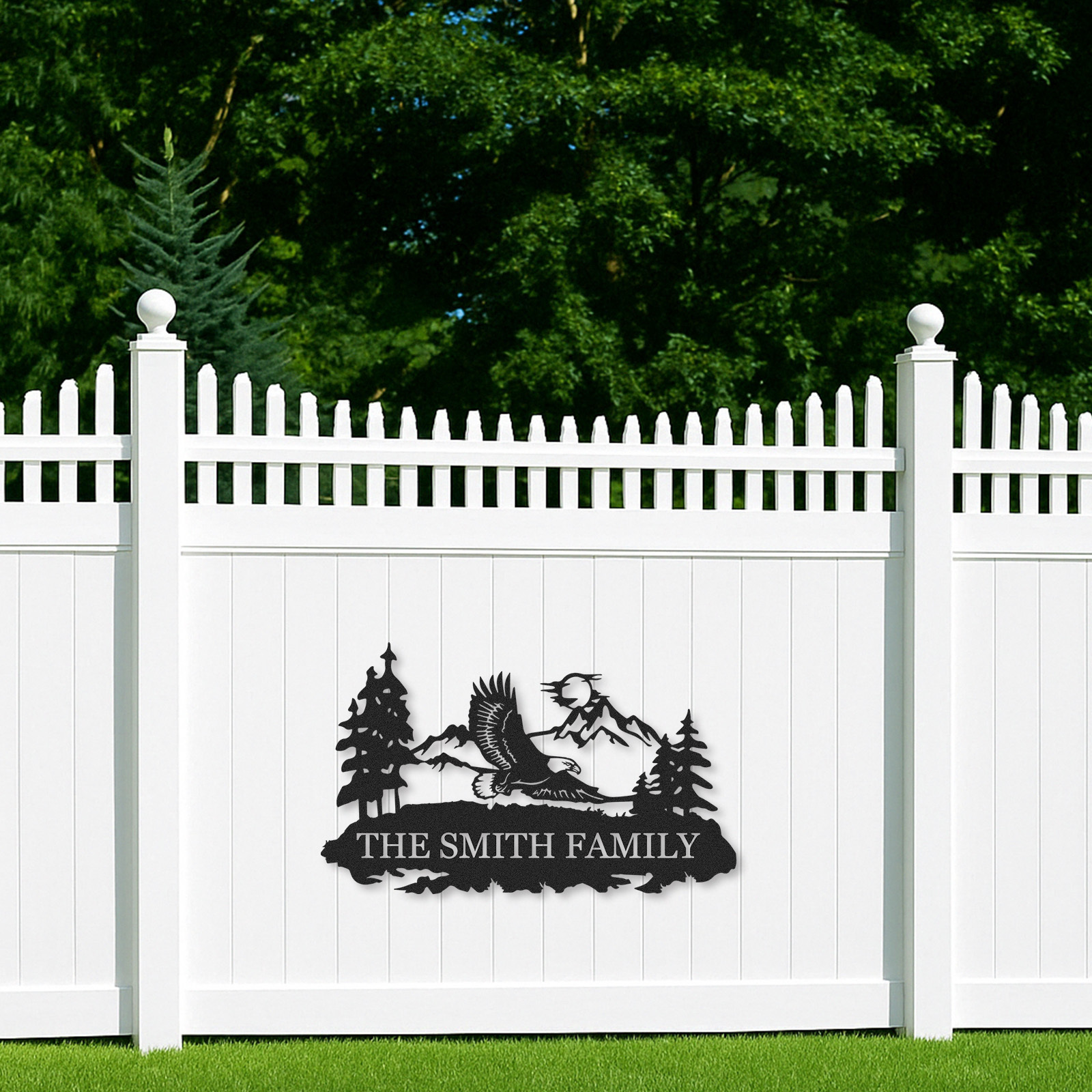 Eagle Metal Sign, Custom Family Name Wall Art for Cabin Mountain Lodge Decor