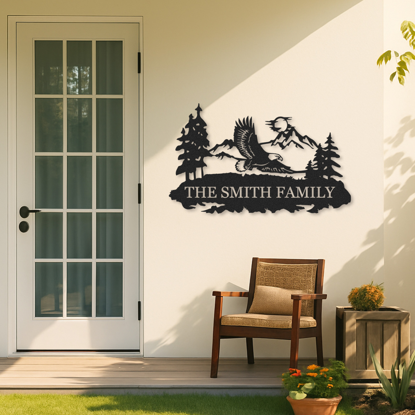 Eagle Metal Sign, Custom Family Name Wall Art for Cabin Mountain Lodge Decor