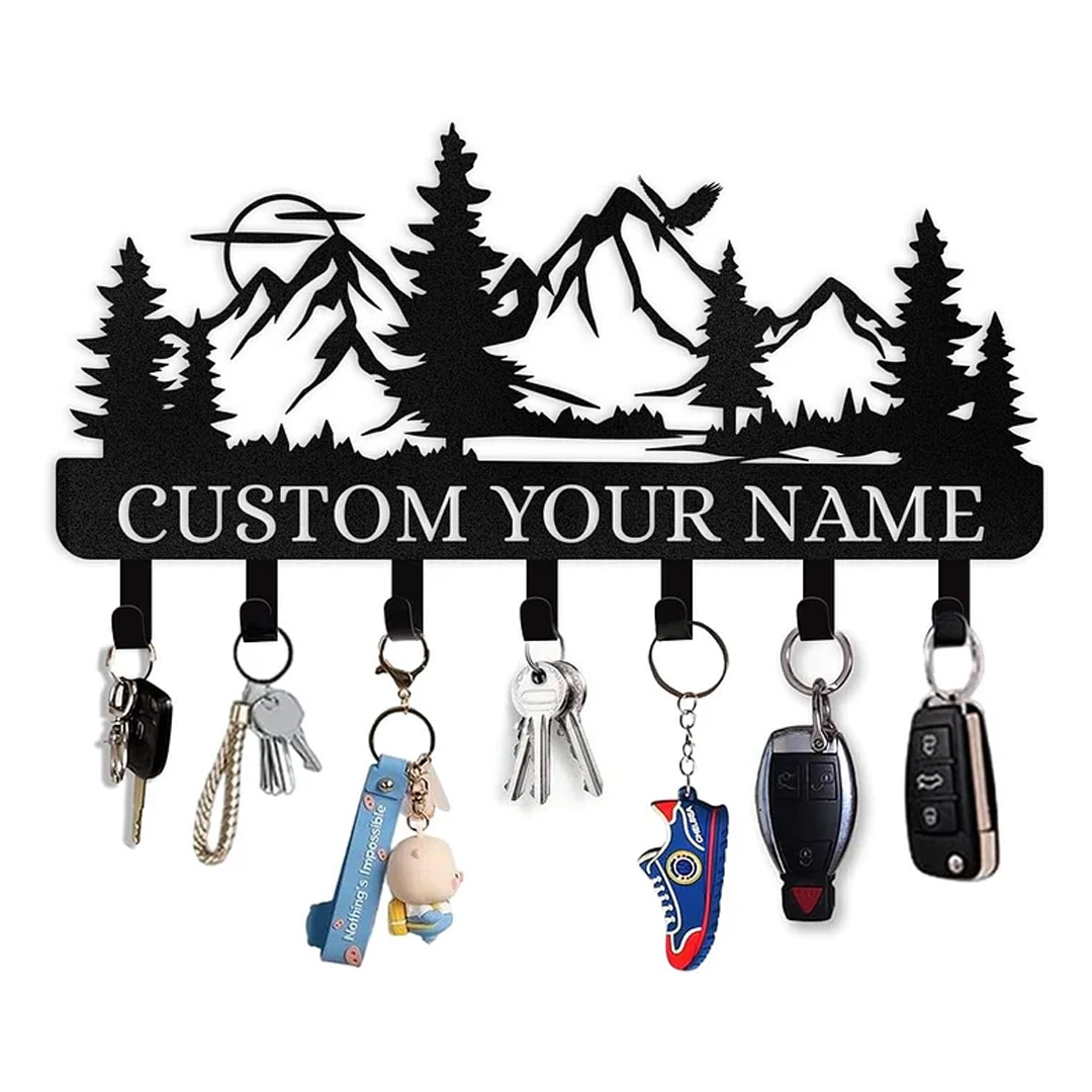 Personalized Key Holder for Wall, Custom Forest Deer Coat Rack Wall Hanging-MetalsignX
