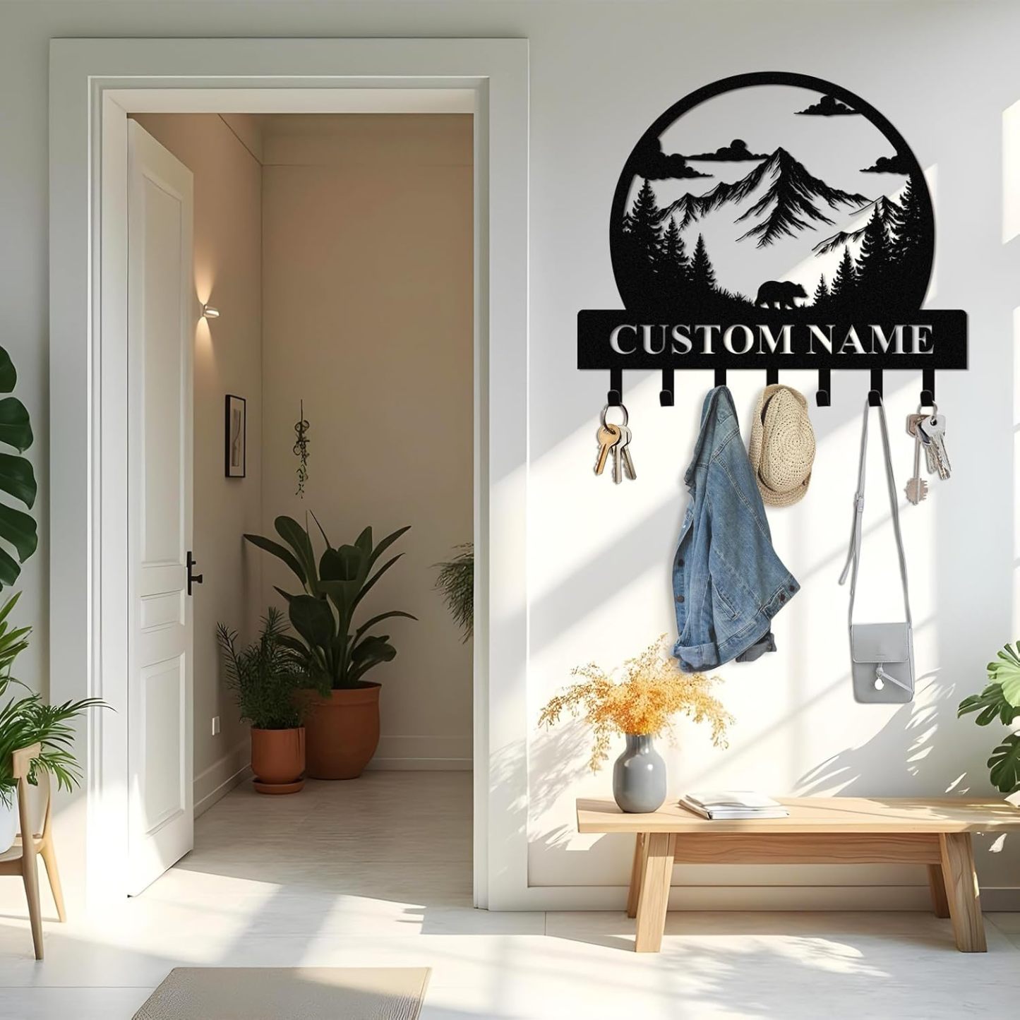 Personalized Key Holder for Wall, Custom Camping Wall Key Hooks with Name-MetalsignX