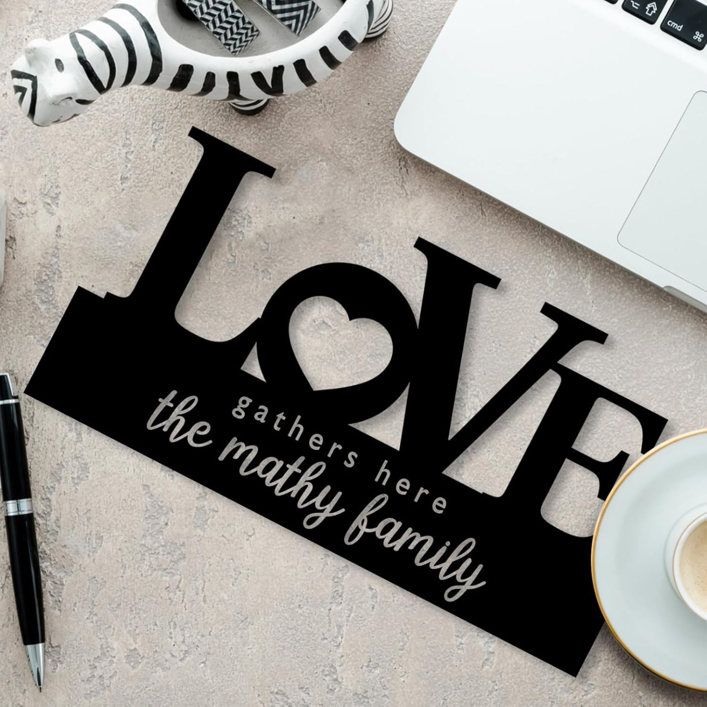  Custom Family Name Plate for Desk, Metal Sign Name Tags, Personalized Desk Accessories-MetalsignX