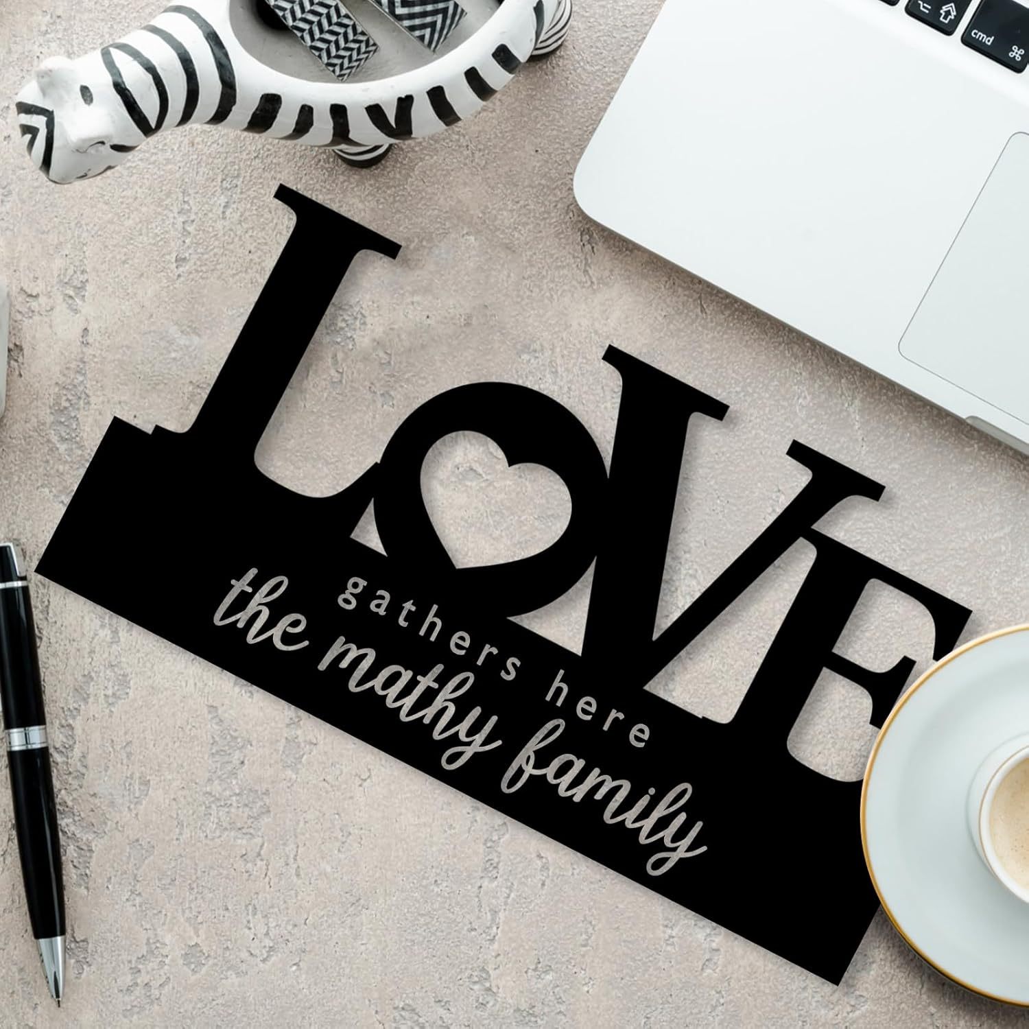  Custom Family Name Plate for Desk, Metal Sign Name Tags, Personalized Desk Accessories-MetalsignX