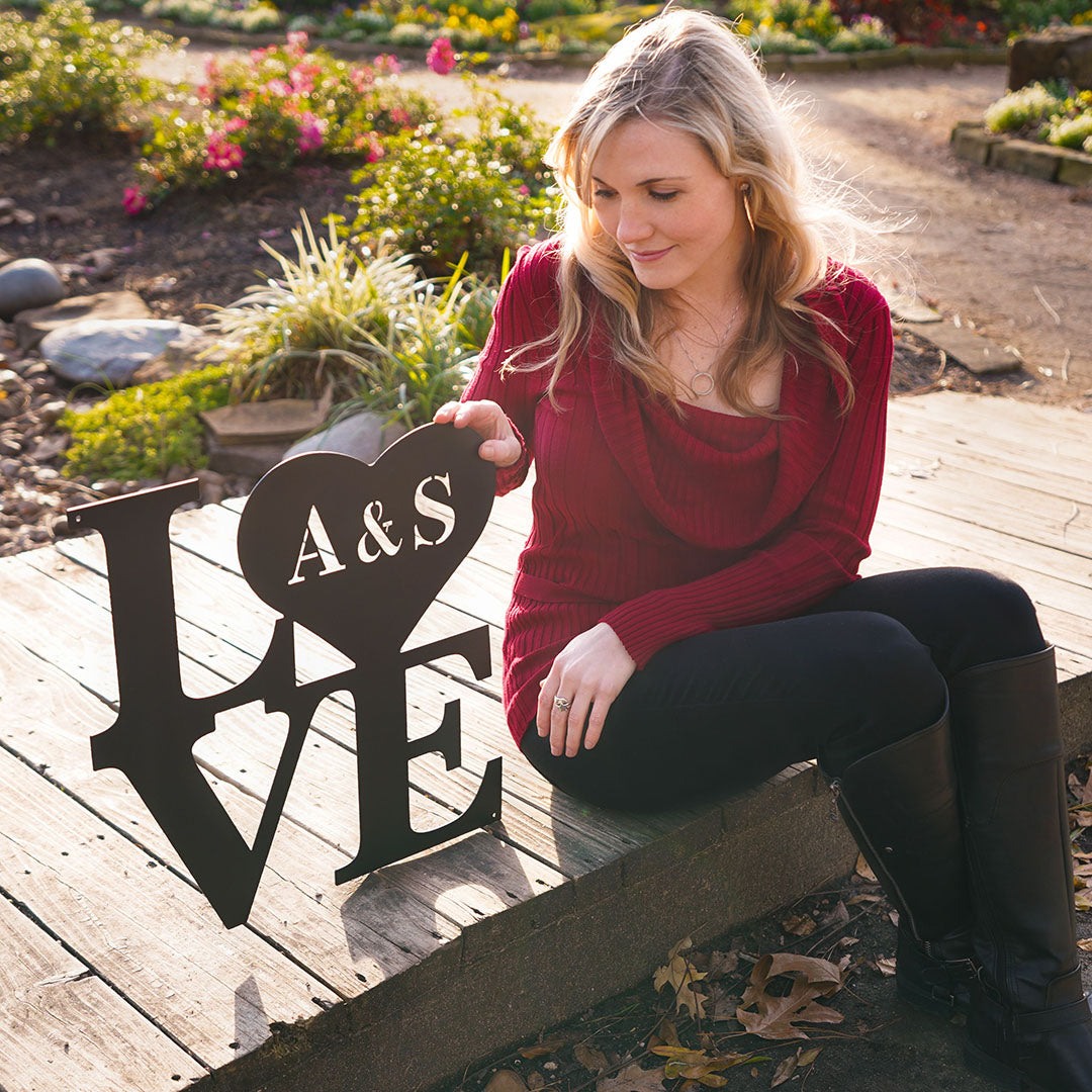 Custom Metal Love Sign, Personalized Monogram Wall Art, Rustic Home Decor, Perfect for Gifts-MetalsignX