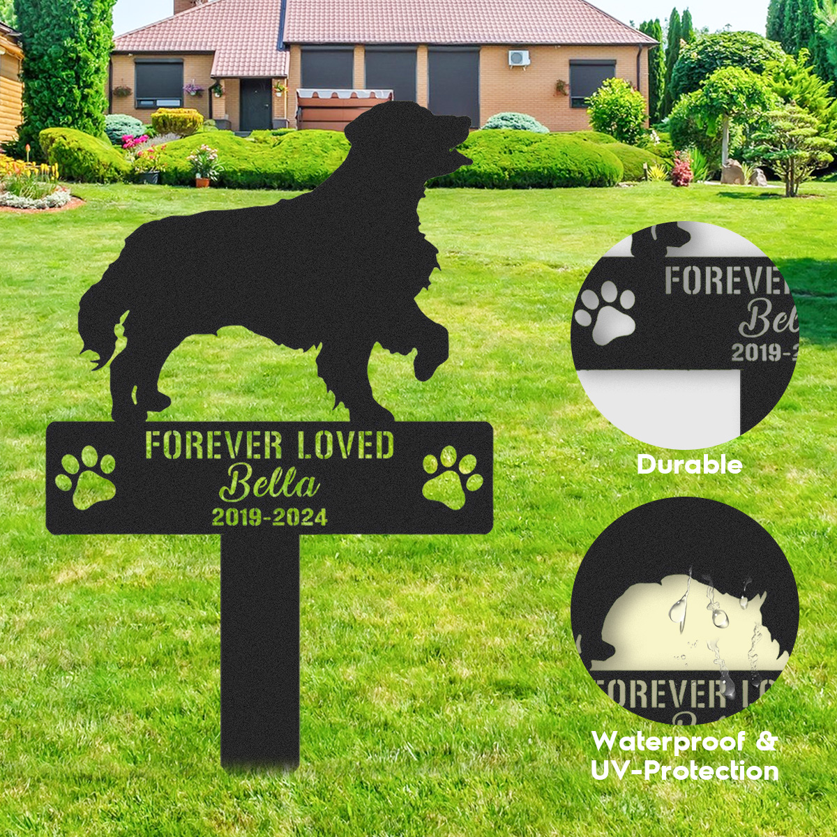 Custom Golden Labrador Retriever Metal Memorial Garden Stake Personalized Pet Grave Marker Name Sign Remembrance Stake Decor Lab Dog Loss
