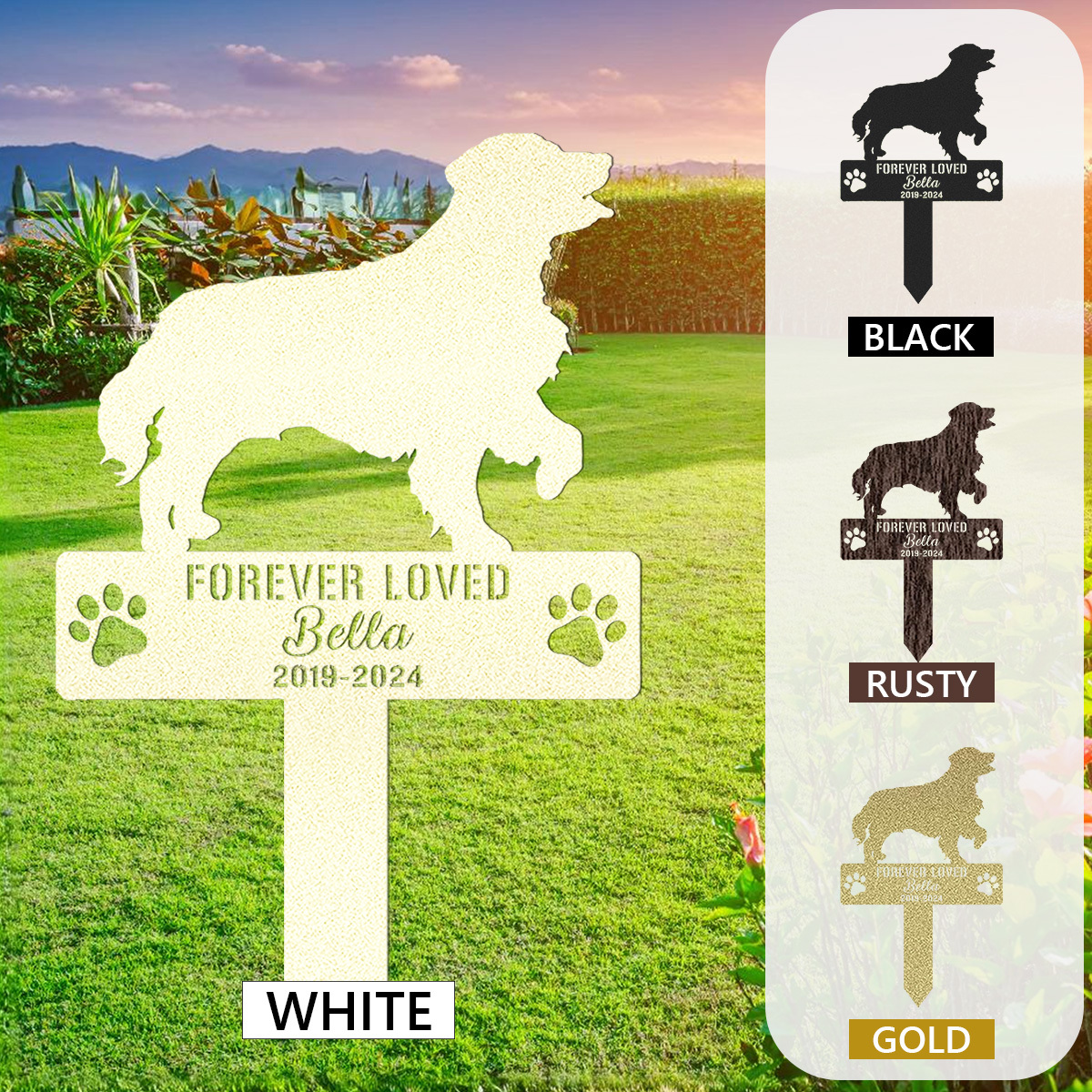 Custom Golden Labrador Retriever Metal Memorial Garden Stake Personalized Pet Grave Marker Name Sign Remembrance Stake Decor Lab Dog Loss