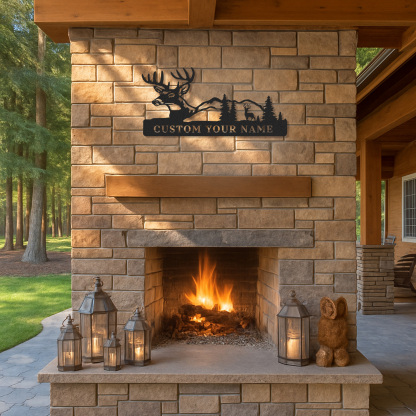 Deer Metal Wall Sign, Custom Forest Mountain Scene for Cabin or Hunting Lodge Decor