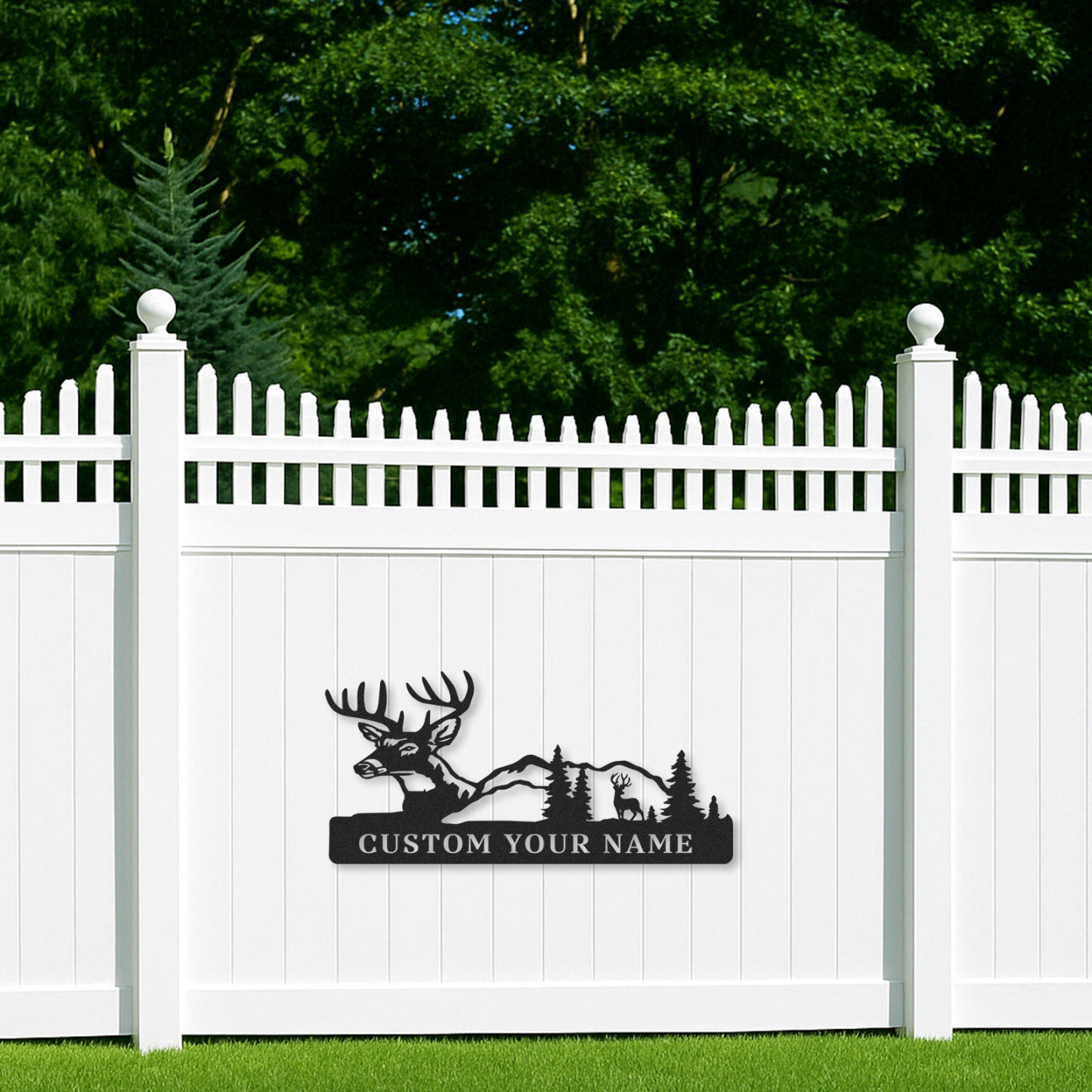 Deer Metal Wall Sign, Custom Forest Mountain Scene for Cabin or Hunting Lodge Decor