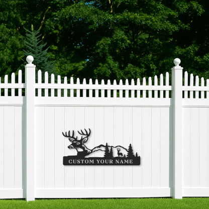Deer Metal Wall Sign, Custom Forest Mountain Scene for Cabin or Hunting Lodge Decor