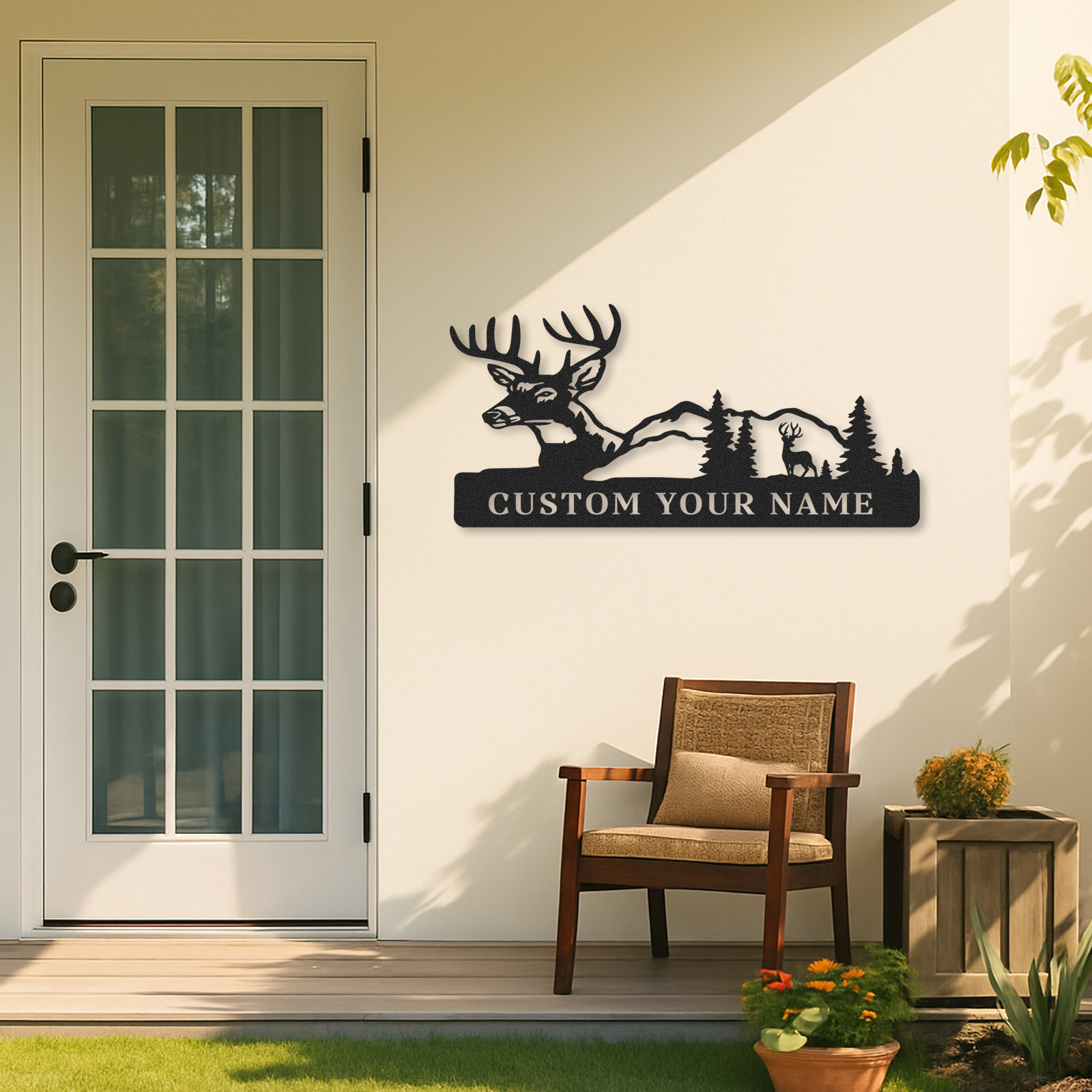 Deer Metal Wall Sign, Custom Forest Mountain Scene for Cabin or Hunting Lodge Decor