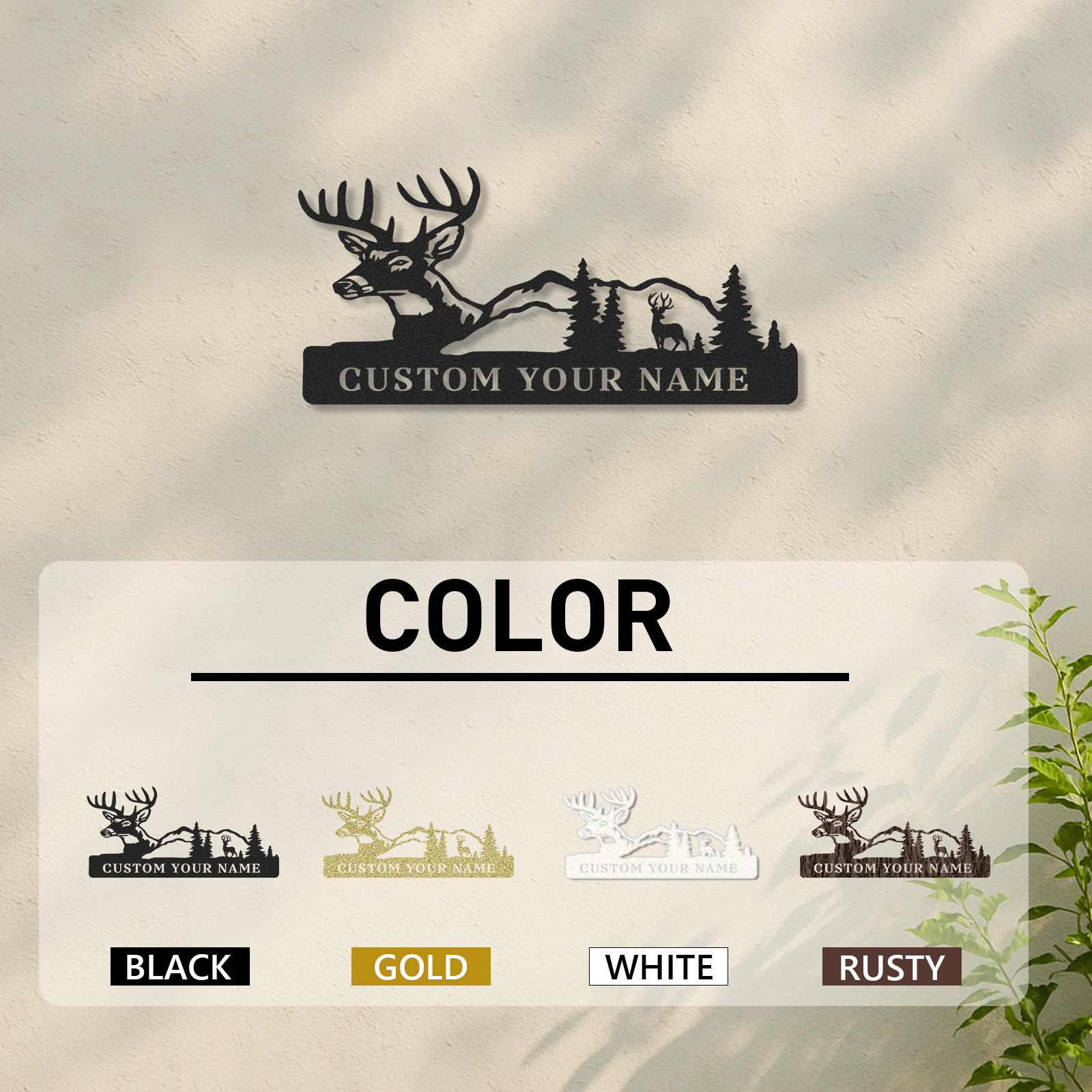 Deer Metal Wall Sign, Custom Forest Mountain Scene for Cabin or Hunting Lodge Decor