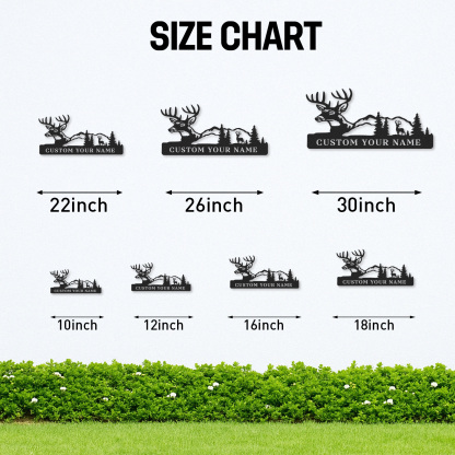 Deer Metal Wall Sign, Custom Forest Mountain Scene for Cabin or Hunting Lodge Decor