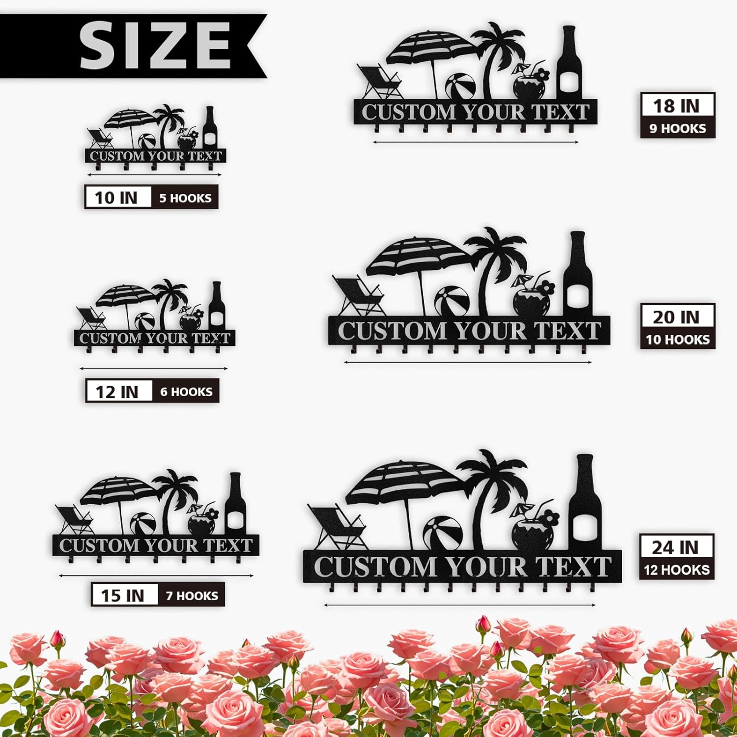 Personalized Key Holder for Wall, Beach Theme Key Holder Wall Mounted-MetalsignX