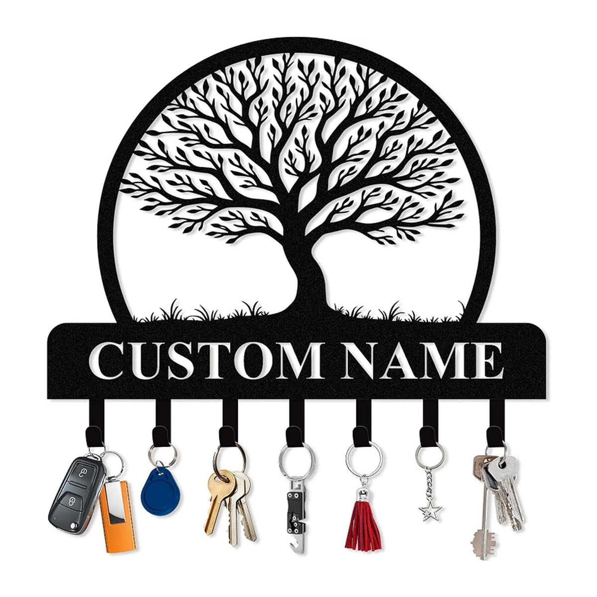 Personalized Key Holder for Wall, Custom Camping Wall Key Hooks with Name-MetalsignX