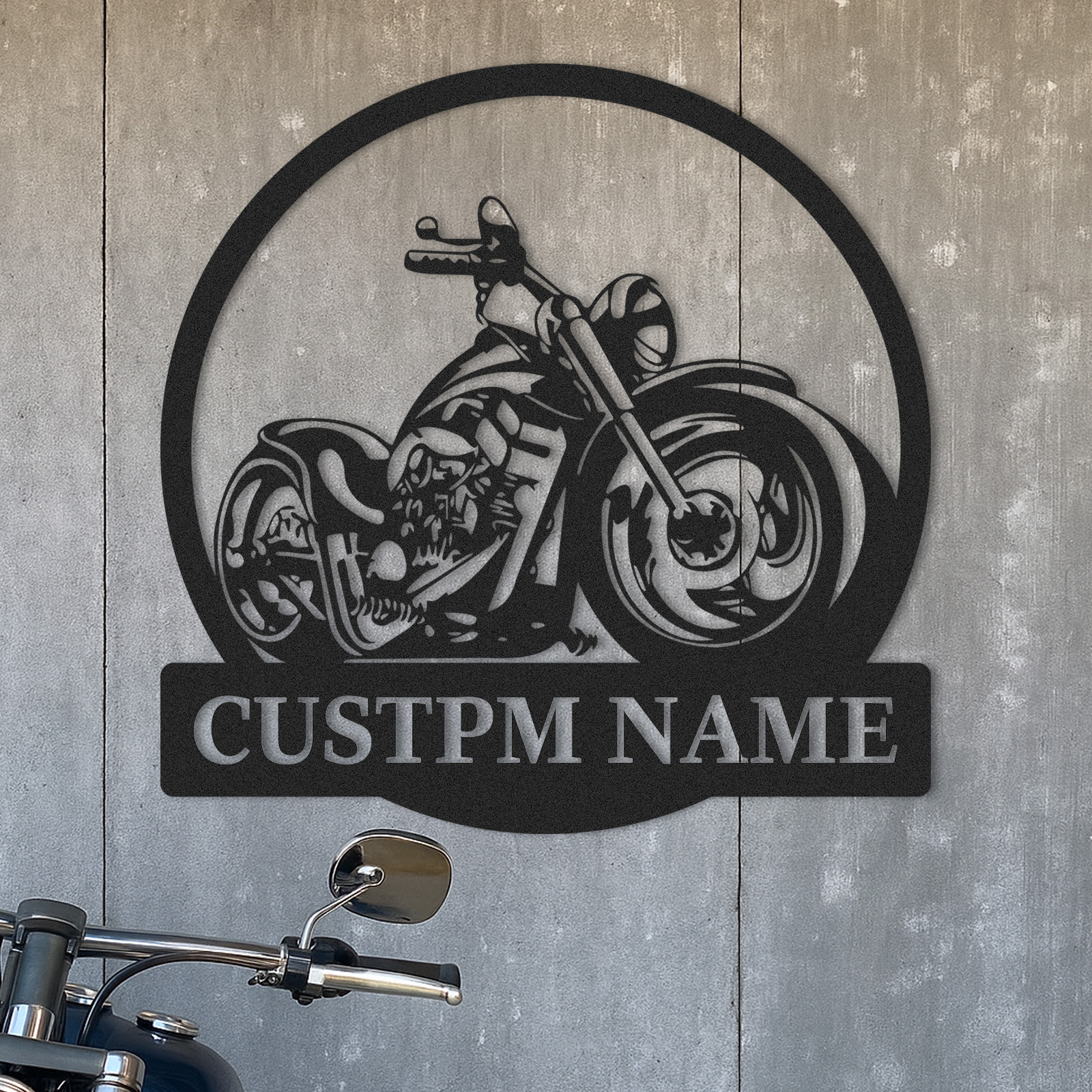 Custom Chopper Motorcycle Metal Wall Art, Personalized Garage Sign with Custom Name, Man Cave Decor, Motorbike Biker Gift for Dad or Husband