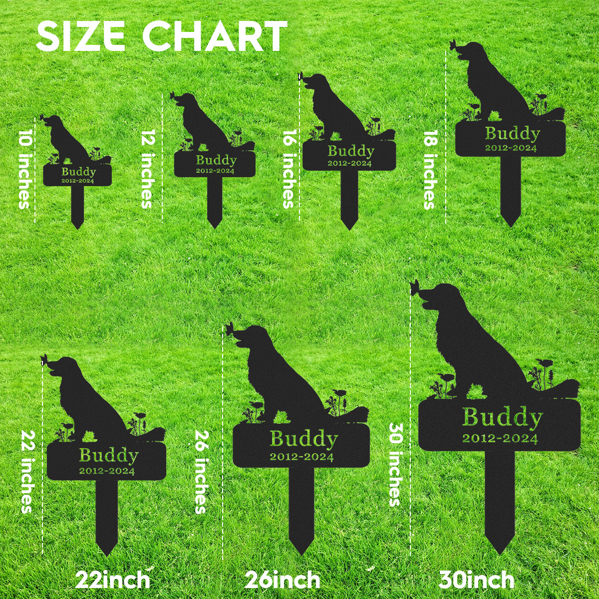 Dog Memorial Stake Personalized,Golden Retriever Metal Grave Marker,Custom Dog Cemetery Stake,Golden Retriever Memorial