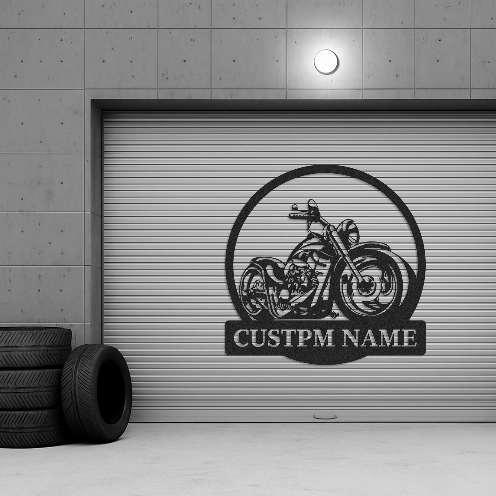 Custom Chopper Motorcycle Metal Wall Art, Personalized Garage Sign with Custom Name, Man Cave Decor, Motorbike Biker Gift for Dad or Husband