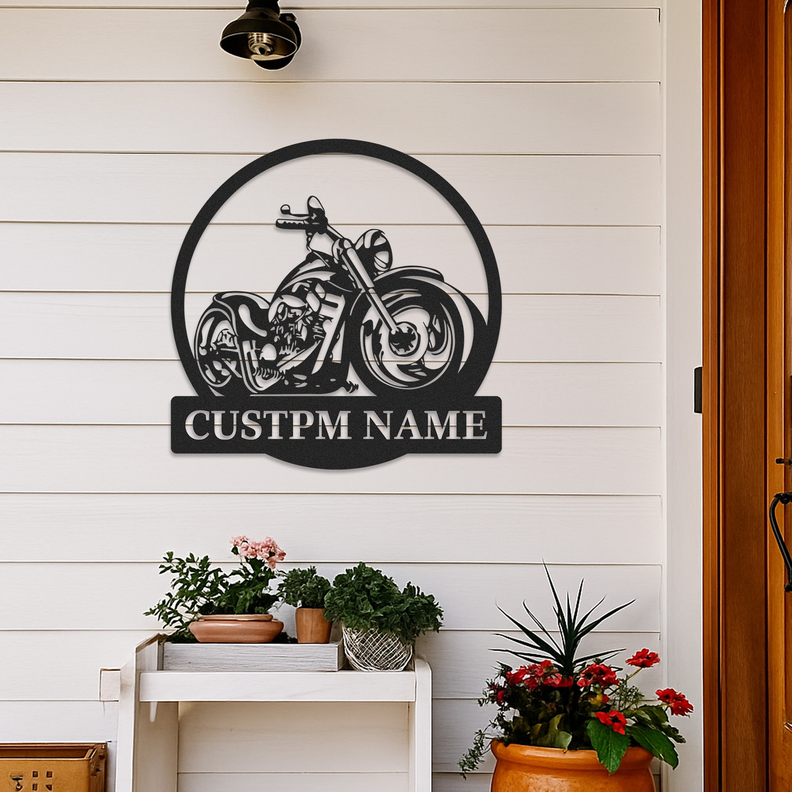 Custom Chopper Motorcycle Metal Wall Art, Personalized Garage Sign with Custom Name, Man Cave Decor, Motorbike Biker Gift for Dad or Husband