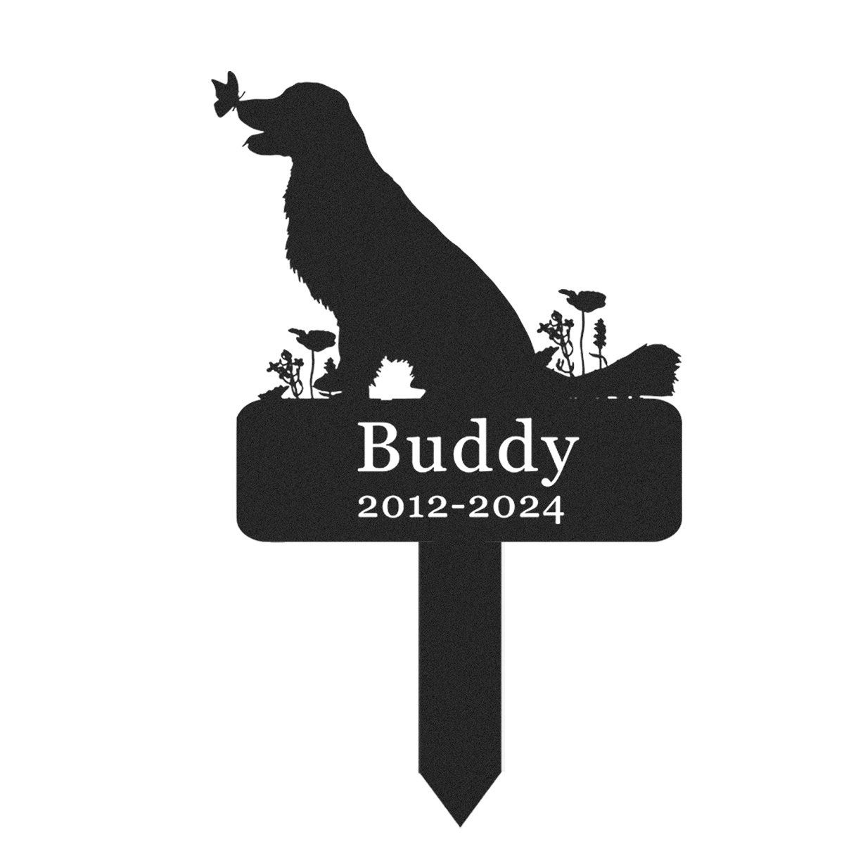 Dog Memorial Stake Personalized,Golden Retriever Metal Grave Marker,Custom Dog Cemetery Stake,Golden Retriever Memorial