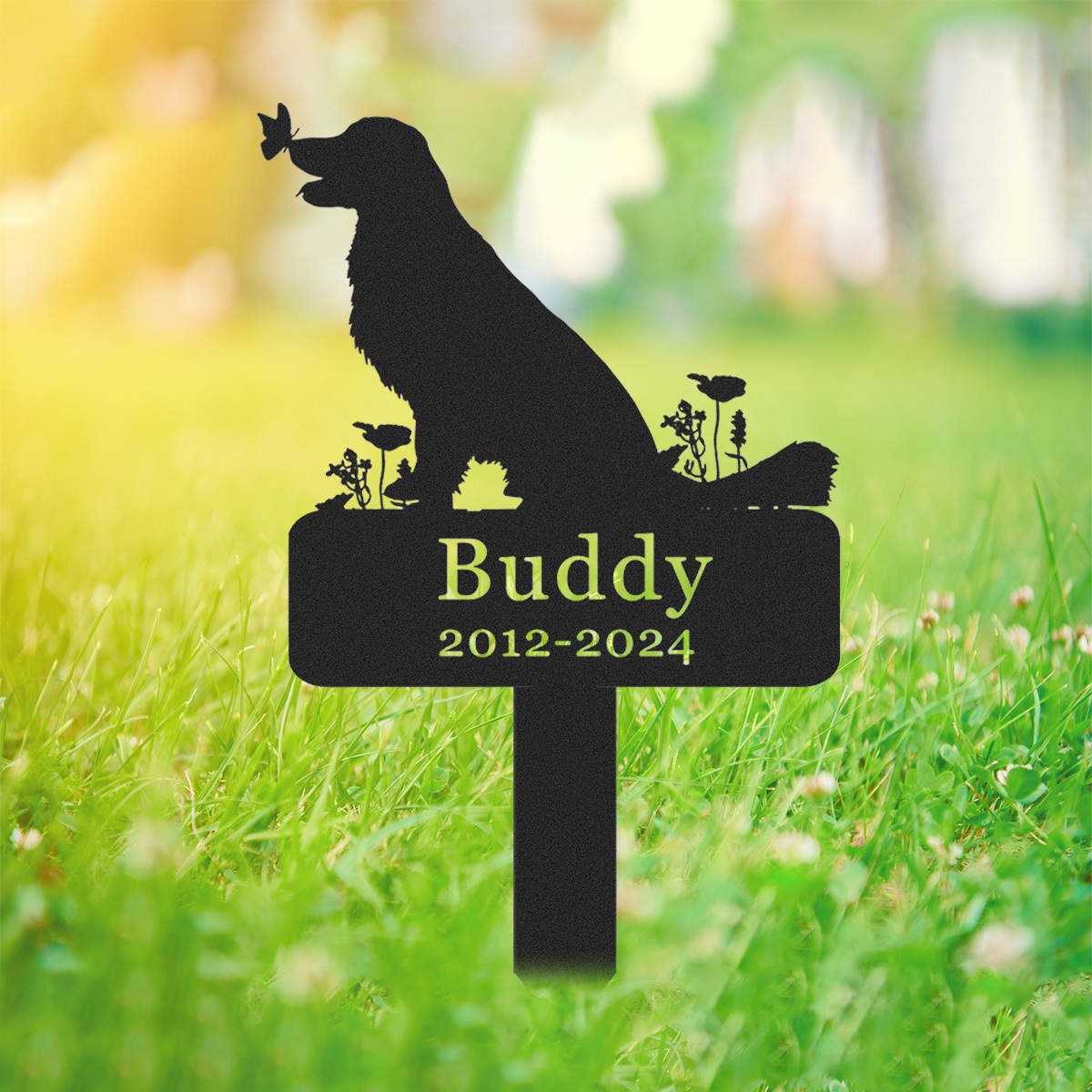 Dog Memorial Stake Personalized,Golden Retriever Metal Grave Marker,Custom Dog Cemetery Stake,Golden Retriever Memorial
