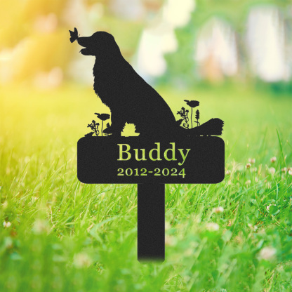 Dog Memorial Stake Personalized,Golden Retriever Metal Grave Marker,Custom Dog Cemetery Stake,Golden Retriever Memorial
