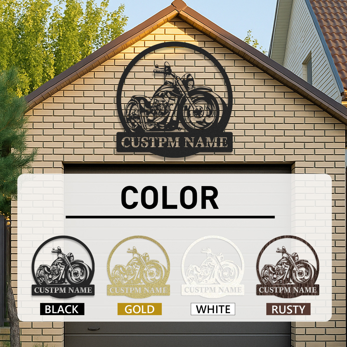 Custom Chopper Motorcycle Metal Wall Art, Personalized Garage Sign with Custom Name, Man Cave Decor, Motorbike Biker Gift for Dad or Husband