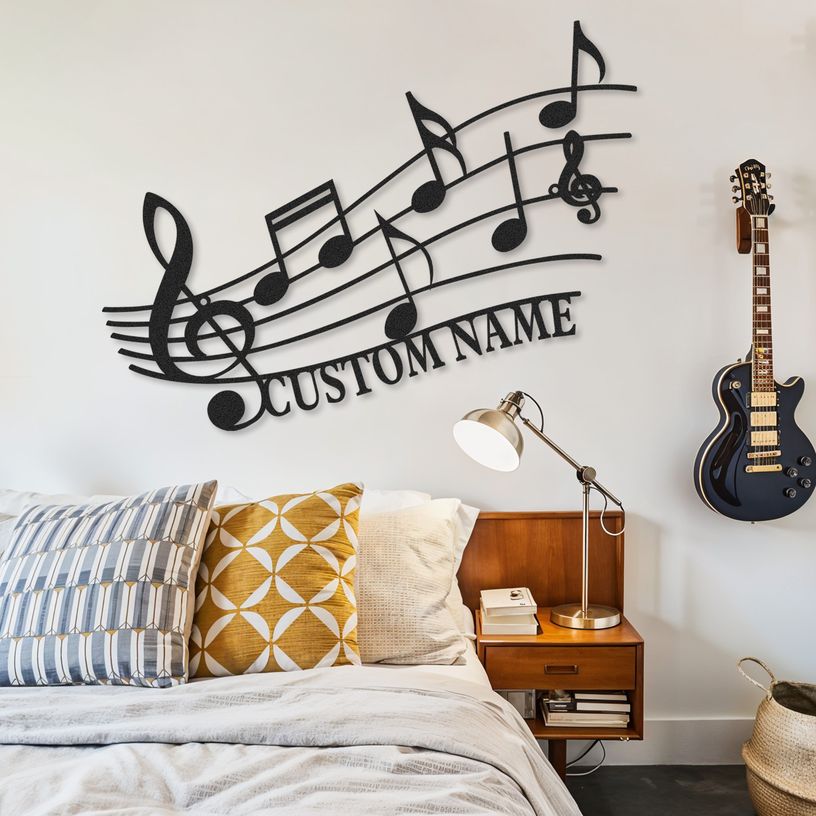 Personalized Music Notes Metal Sign, Custom Name Wall Art with Treble Clef and Staff, Gift for Music Teachers