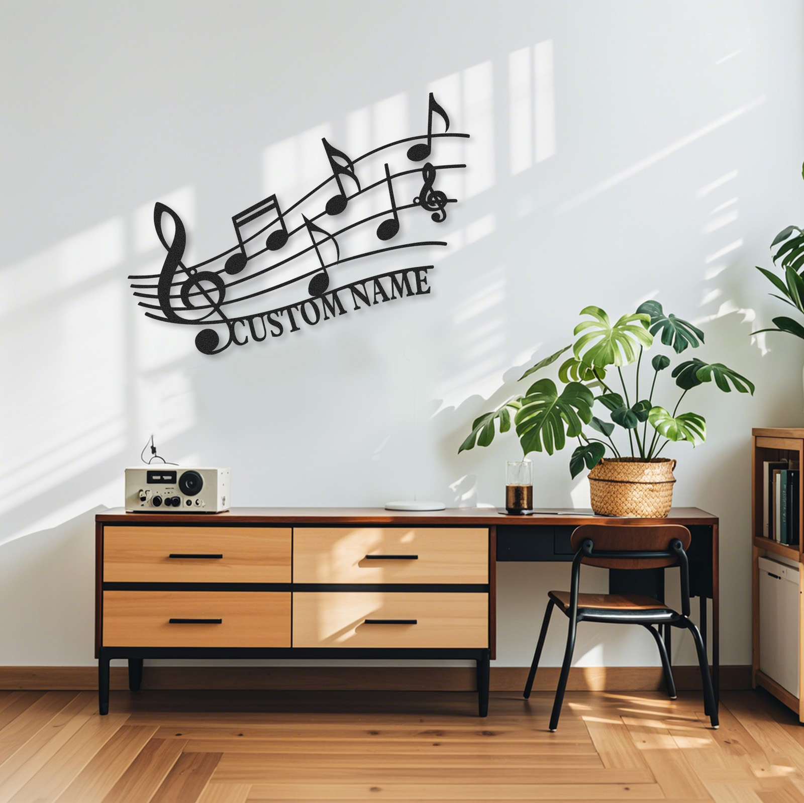 Personalized Music Notes Metal Sign, Custom Name Wall Art with Treble Clef and Staff, Gift for Music Teachers
