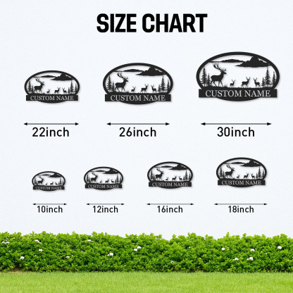 Deer Family Metal Sign Custom Name Plaque for Cabin Forest Lodge or Farmhouse Decor