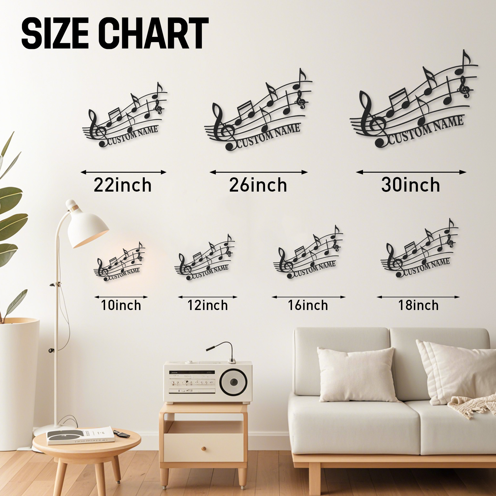 Personalized Music Notes Metal Sign, Custom Name Wall Art with Treble Clef and Staff, Gift for Music Teachers