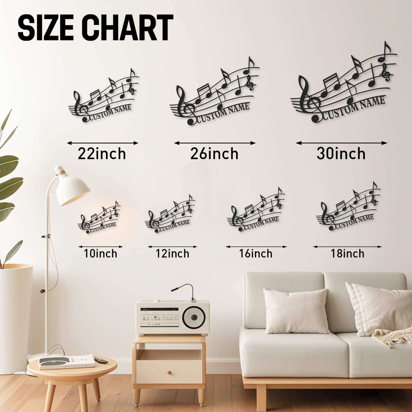 Personalized Music Notes Metal Sign, Custom Name Wall Art with Treble Clef and Staff, Gift for Music Teachers