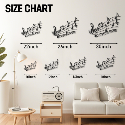 Personalized Music Notes Metal Sign, Custom Name Wall Art with Treble Clef and Staff, Gift for Music Teachers