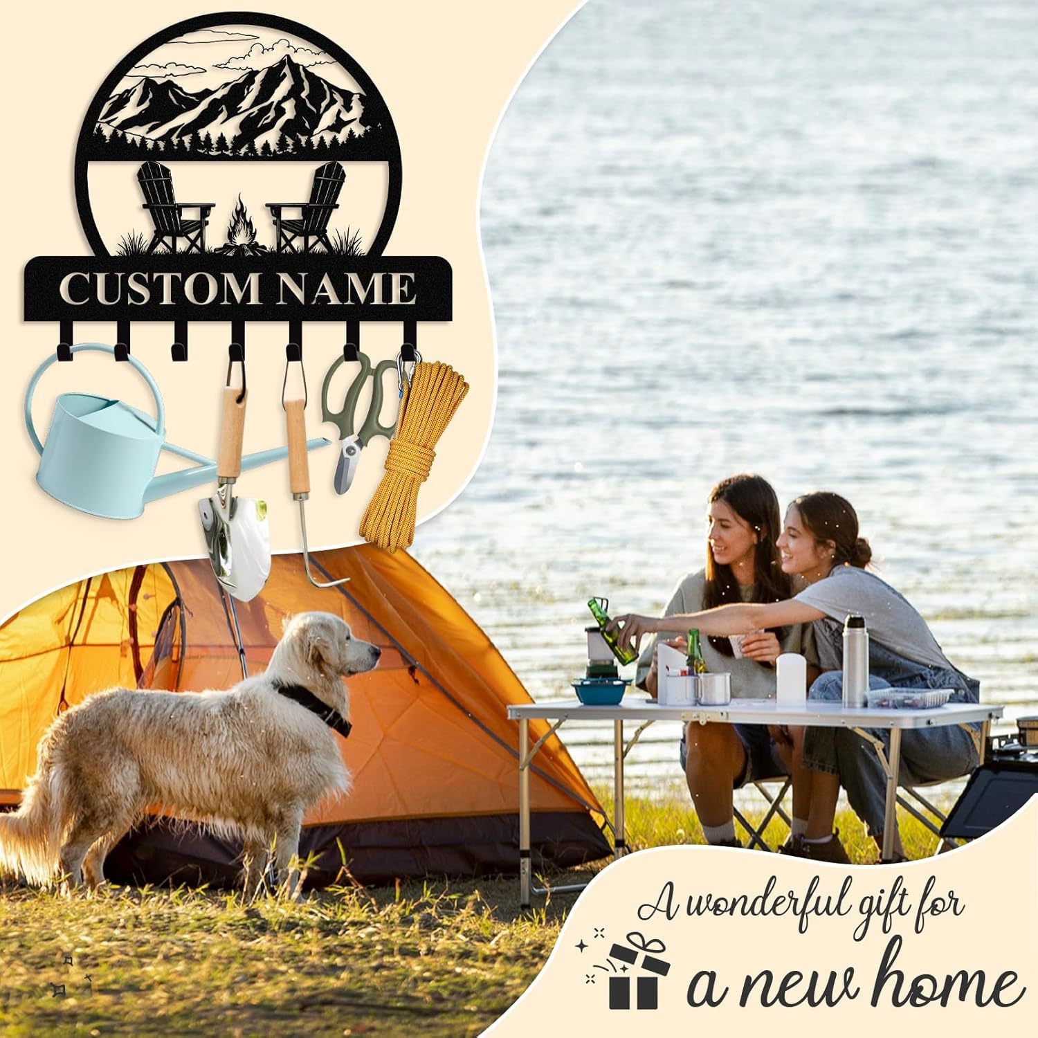 Personalized Key Holder for Wall, Custom Camping Wall Key Hooks with Name-MetalsignX