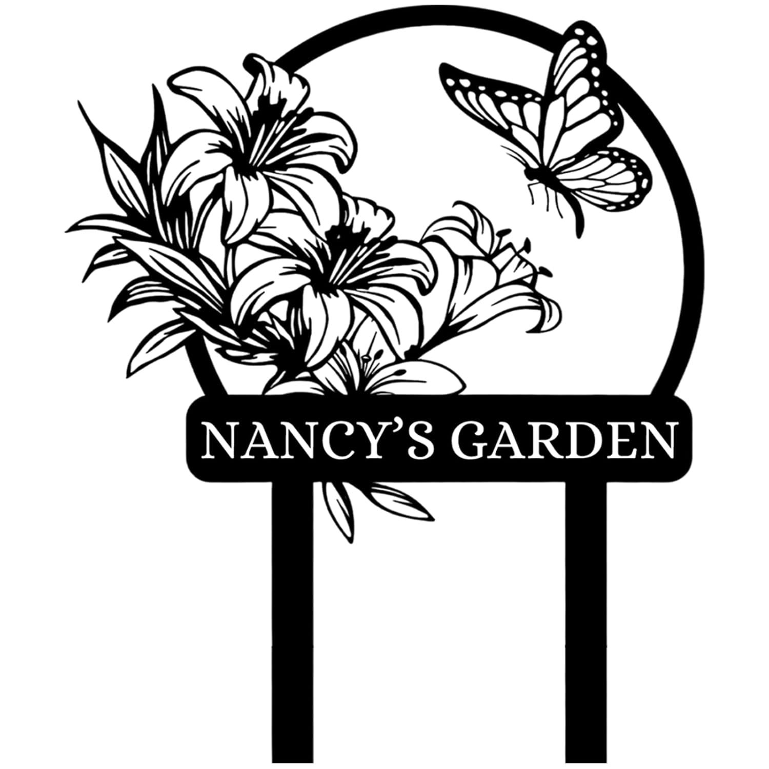 Personalized Garden Signs, Customized Metal Yard Sign Stakes, Custom Butterfly Garden Name Sign,-MetalsignX
