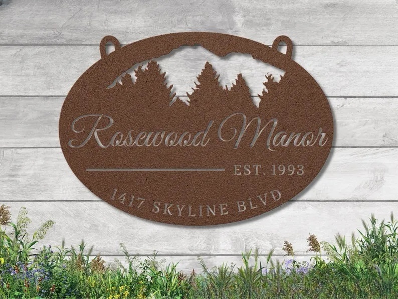 Metal Address Sign for Lodge, Lake Homes or Cottages| Forest & Mountain House Numbers| Personalized Cabin Name Signs|Bed and Breakfast Decor