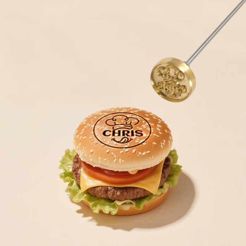 [Copy][Copy][Copy]Burger Brand Iron Custom, Branding Iron For Burger, Electric Iron For Burger, Branding Iron For BBQ, Suitable For Restaurant Logo Stamps