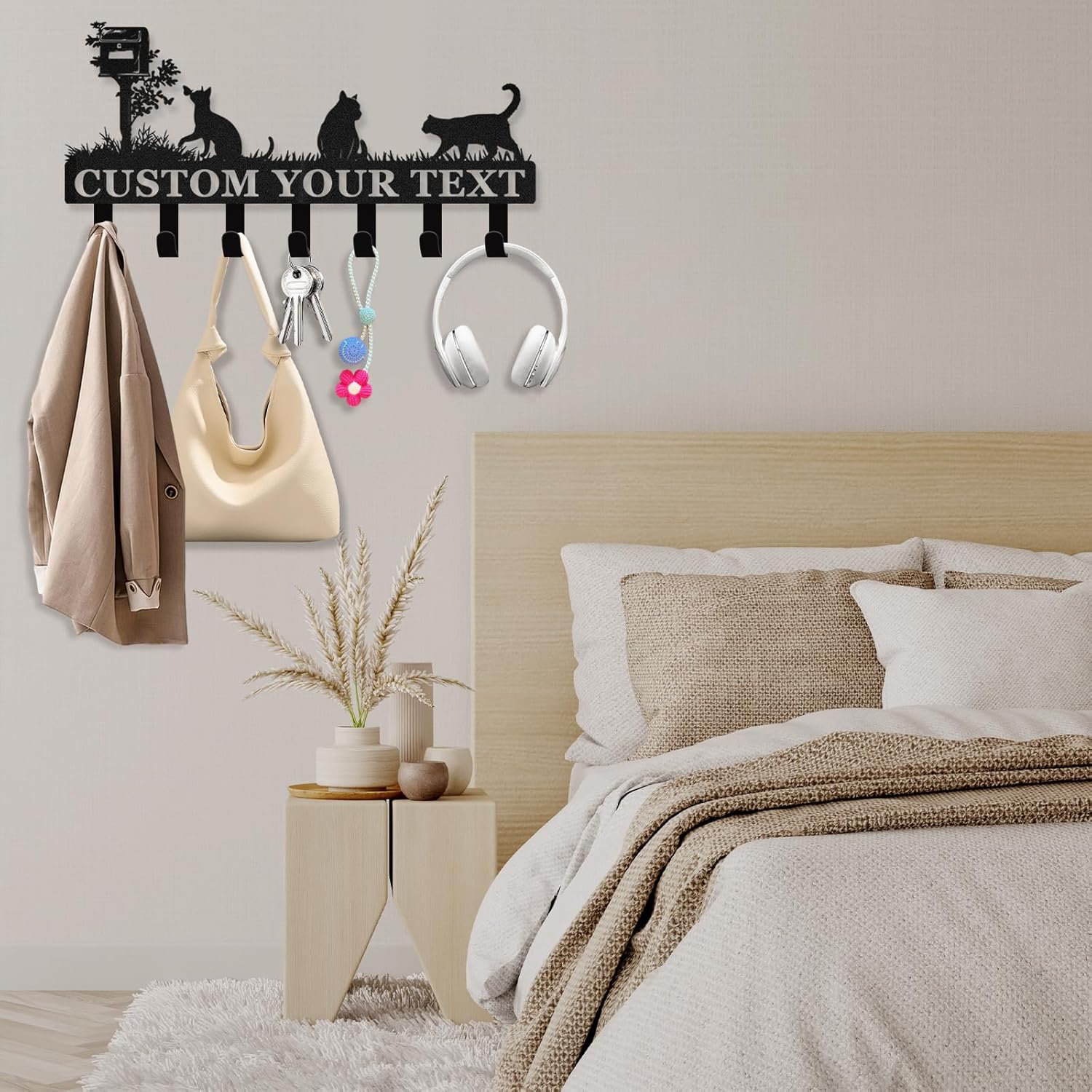 Personalized Metal Key Holder for Wall, Cat Key Holder Wall Mount-MetalsignX