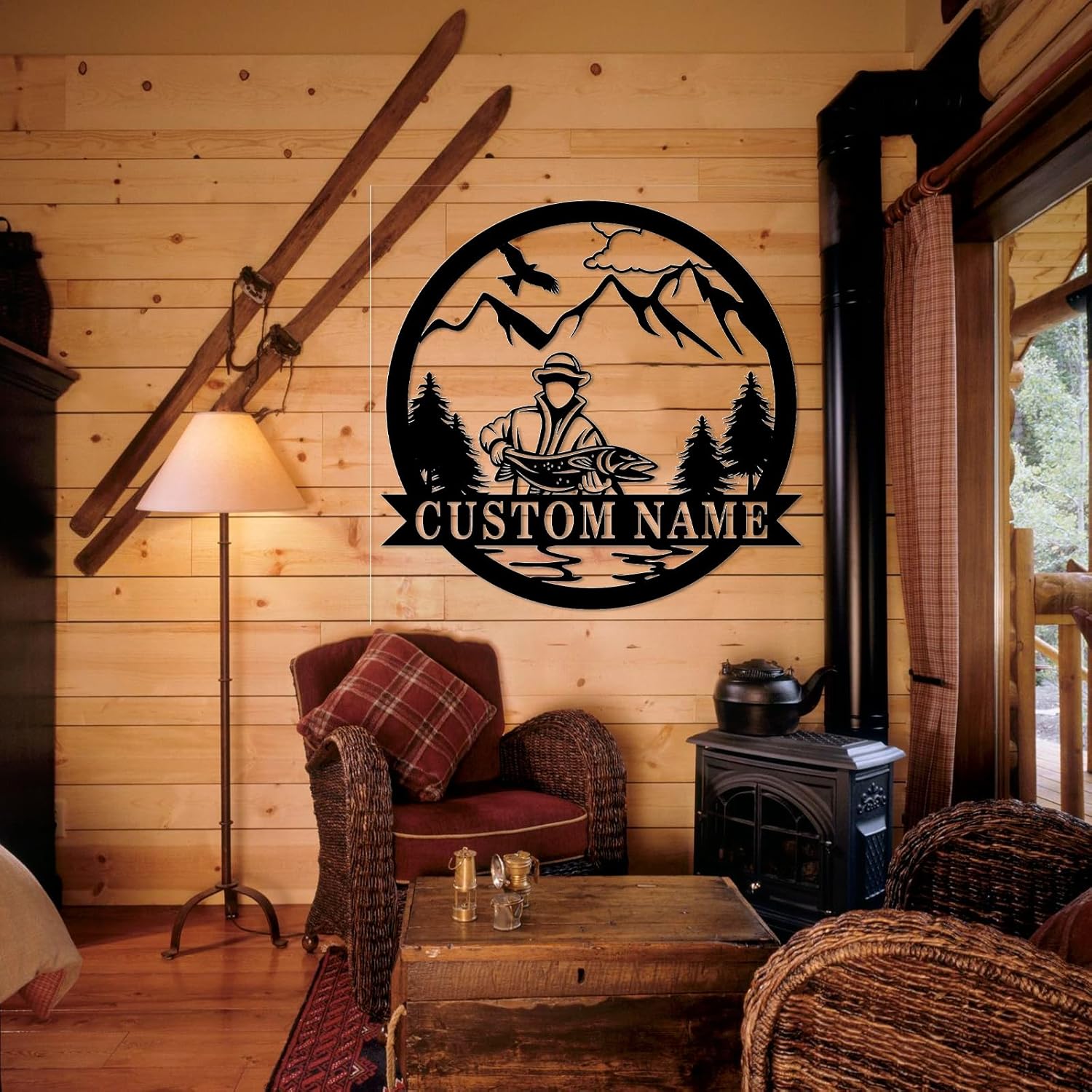 Personalized Largemouth Bass Metal Sign, Custom Fishing Last Name Sign for Home, Fish Family Signs Wall Decor-MetalsignX