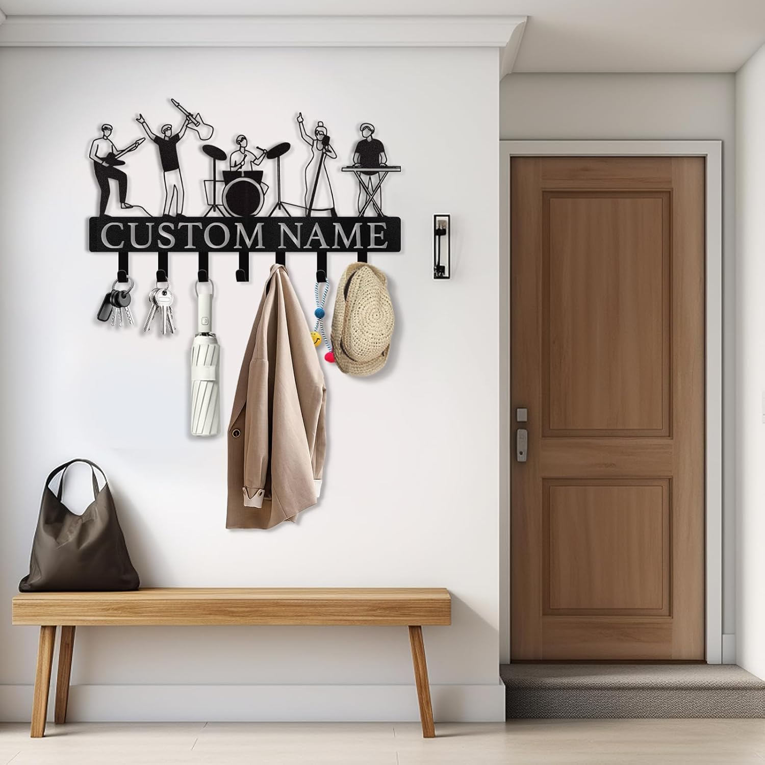 Custom Name Metal Key Holder Wall Mount, Organizer Rack for Home Entryway-MetalsignX