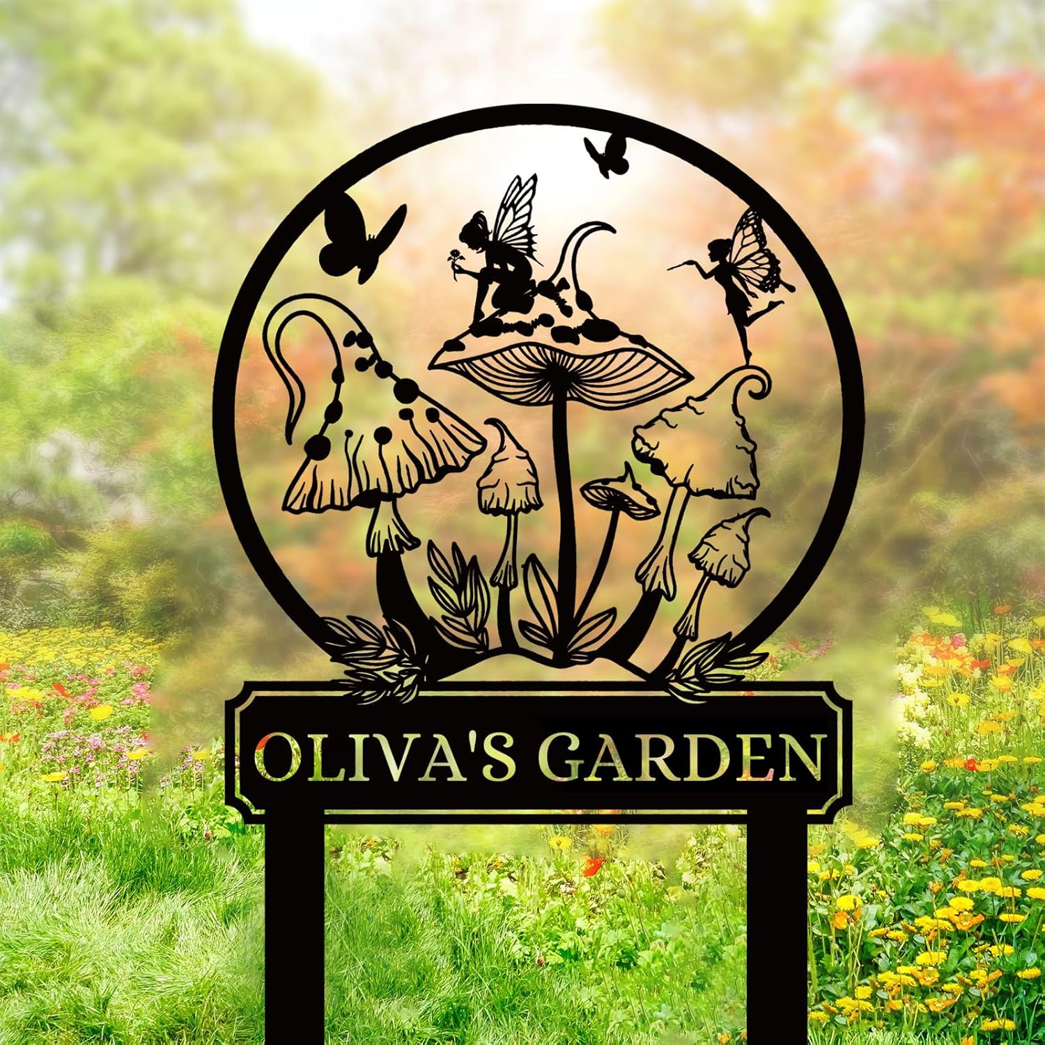 Handcrafted Fairy Garden Stake , Rustic Metal Sign for Magical Yard Spaces-MetalsignX