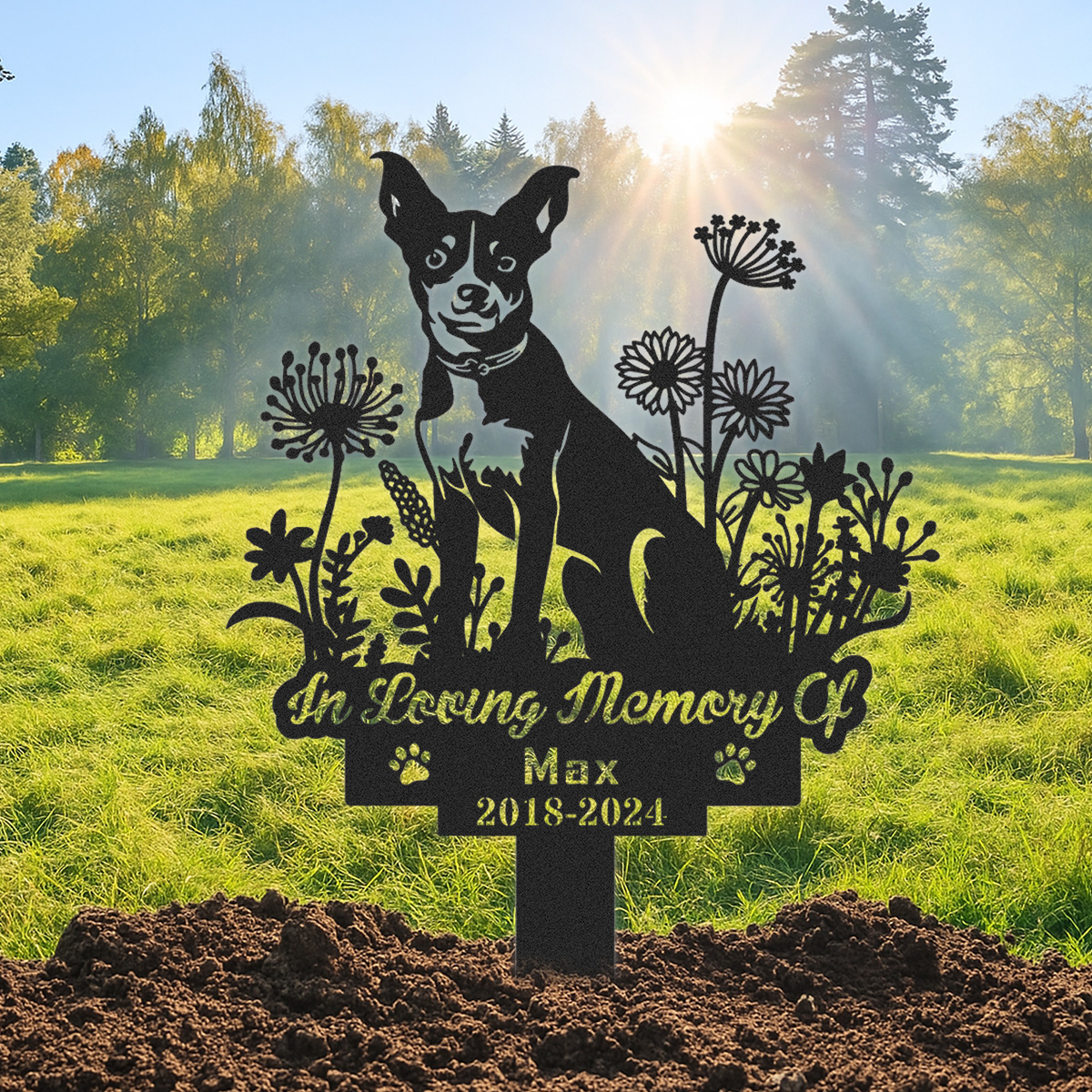 Custom Rat Terrier Dog Memorial Stake Rat Terrier Dog Metal Name Sign With Stake Dog Pet Sympathy Gift Dog Loss Gift Pet Grave Marker