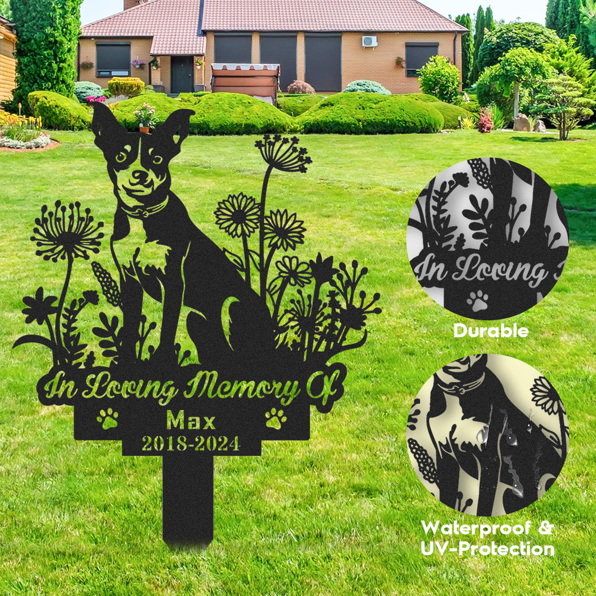 Custom Rat Terrier Dog Memorial Stake Rat Terrier Dog Metal Name Sign With Stake Dog Pet Sympathy Gift Dog Loss Gift Pet Grave Marker