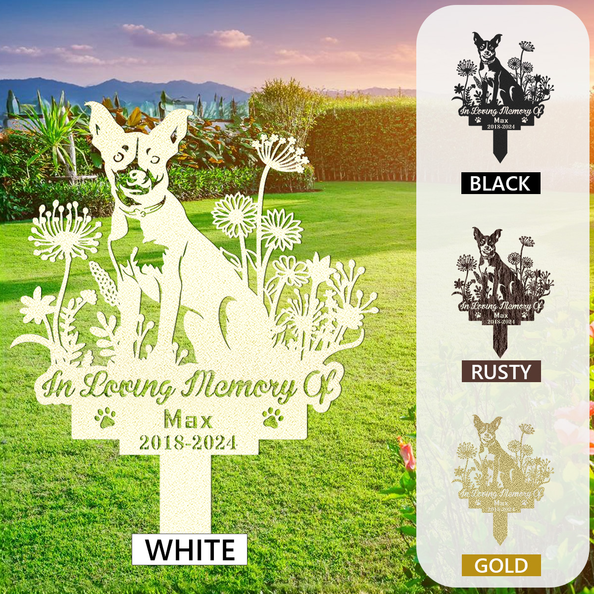 Custom Rat Terrier Dog Memorial Stake Rat Terrier Dog Metal Name Sign With Stake Dog Pet Sympathy Gift Dog Loss Gift Pet Grave Marker