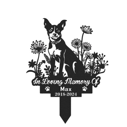 Custom Rat Terrier Dog Memorial Stake Rat Terrier Dog Metal Name Sign With Stake Dog Pet Sympathy Gift Dog Loss Gift Pet Grave Marker