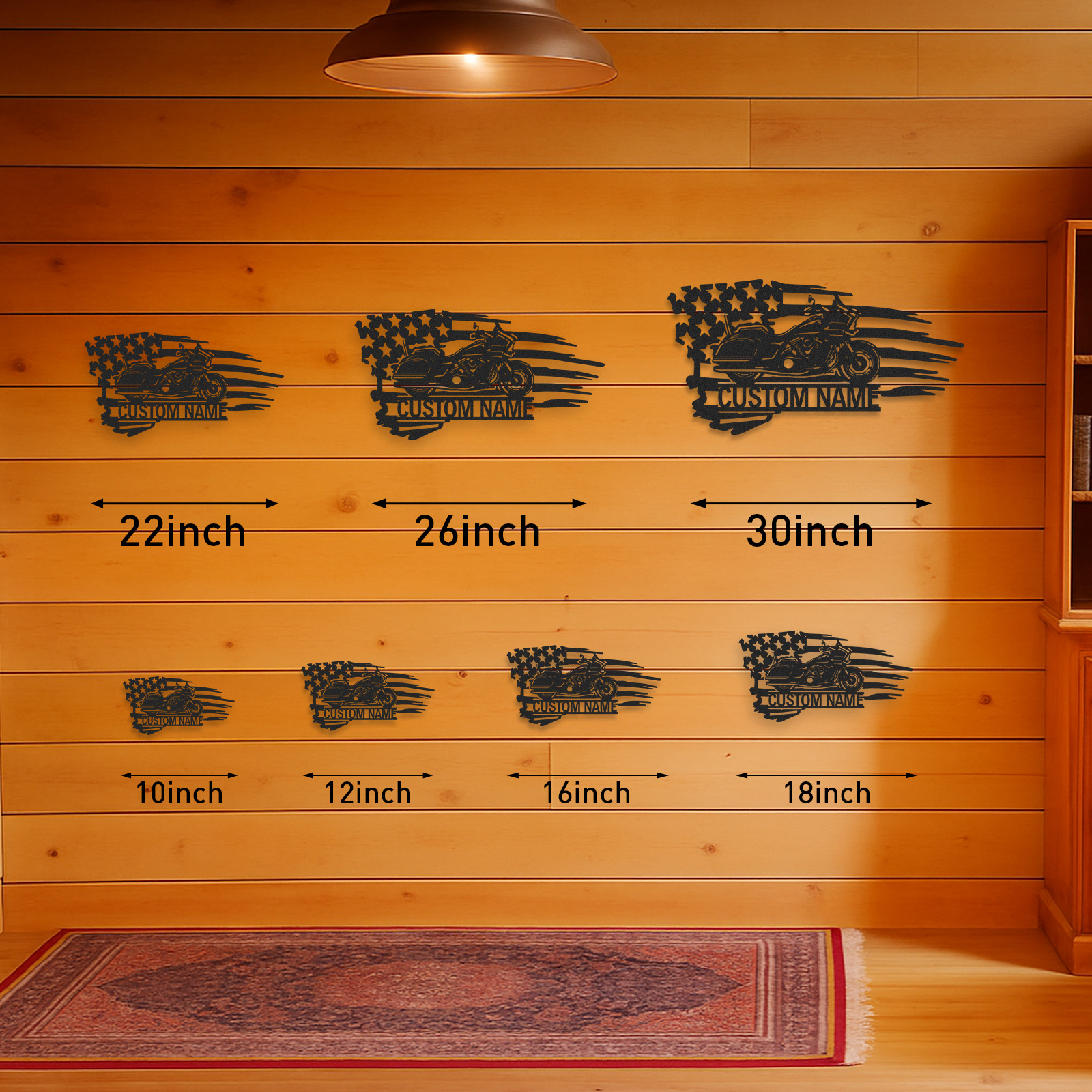 Custom American Flag Motorcycle Metal Sign, Personalized Cruiser Bike Wall Art, Patriotic Garage Decor, Biker Gift for Dad, Husband or Veteran