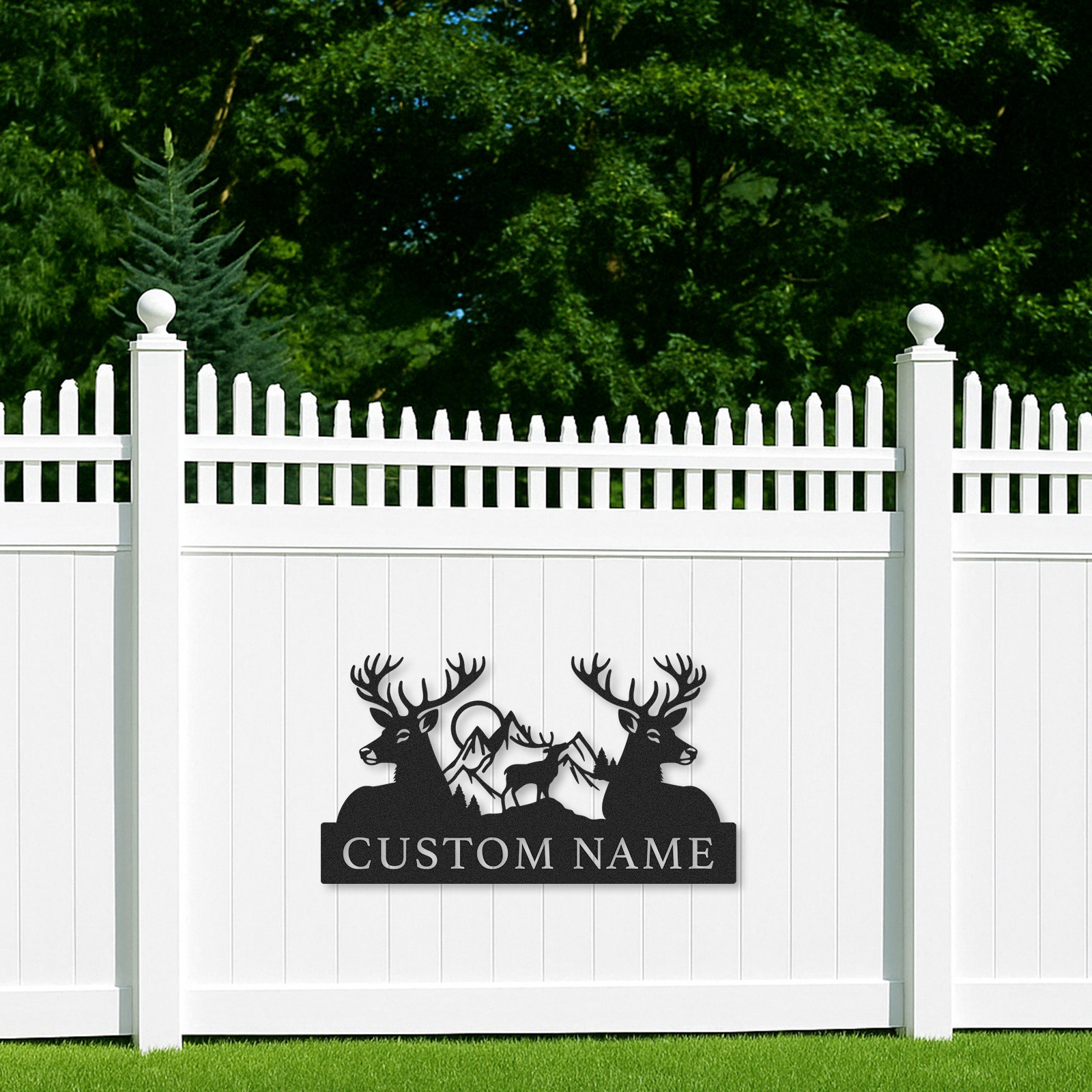 Personalized Deer Trio Metal Sign Custom Name for Forest Retreat or Family Cabin