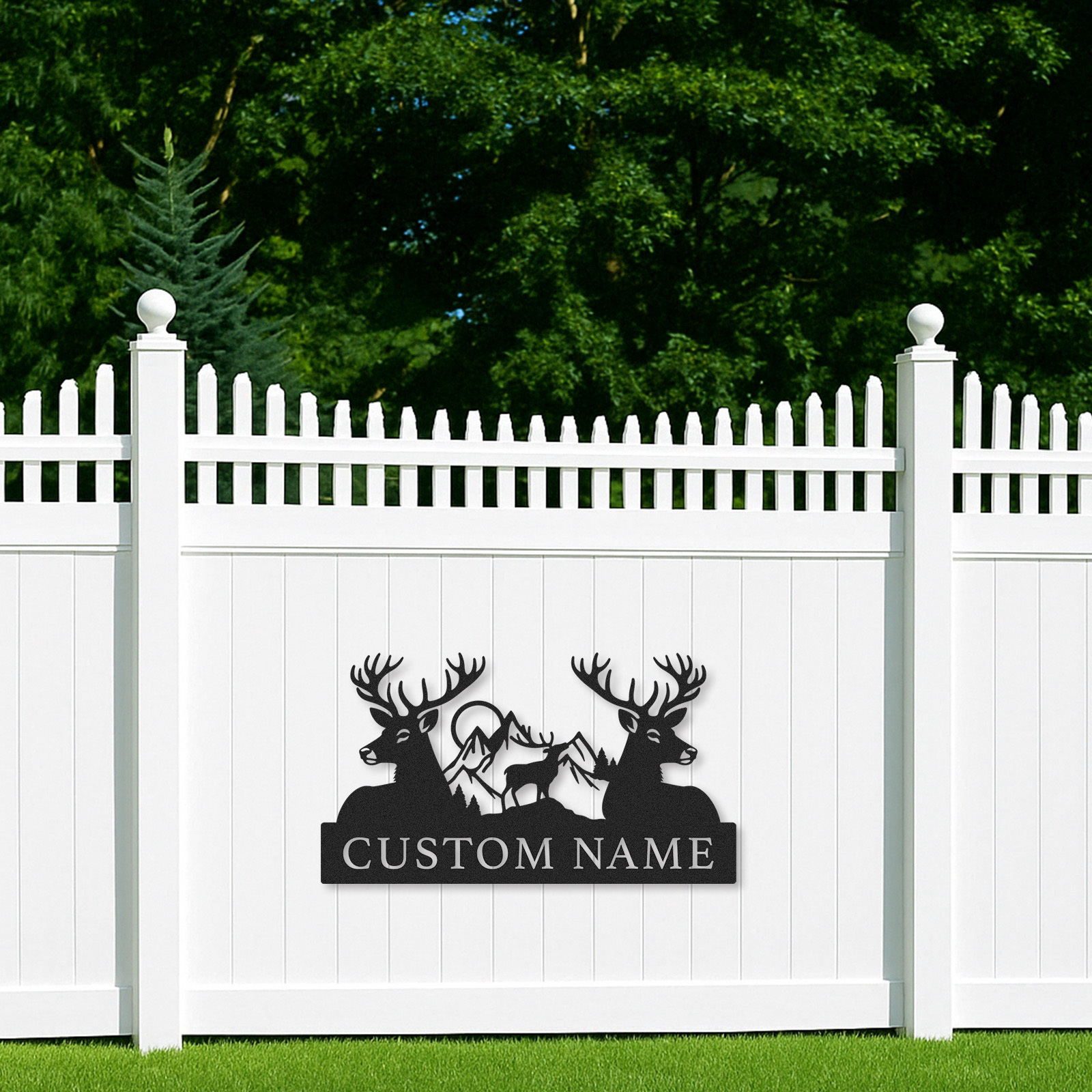 Personalized Deer Trio Metal Sign Custom Name for Forest Retreat or Family Cabin