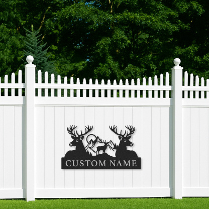 Personalized Deer Trio Metal Sign Custom Name for Forest Retreat or Family Cabin